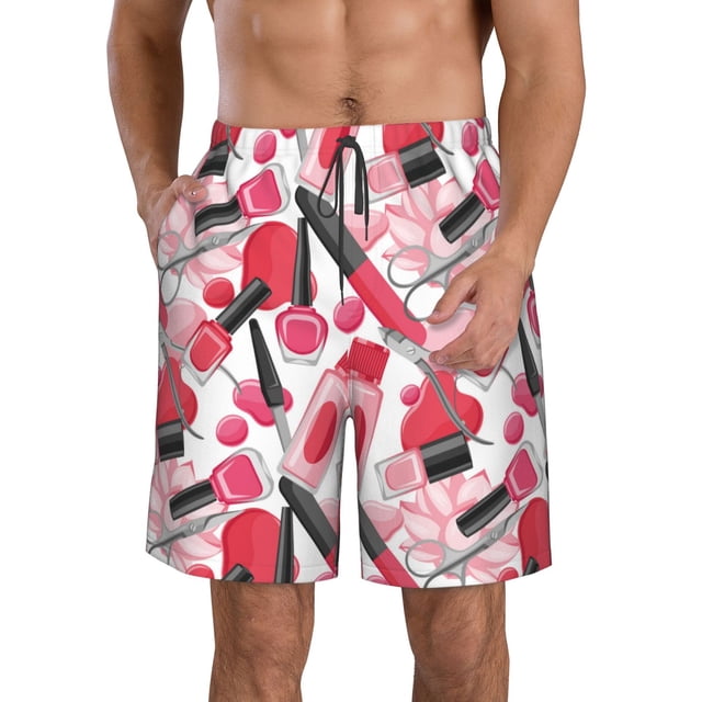 Fotbe Makeup Trajes de Baño Estampados para Hombre, Shorts de Verano de Secado Rápido, Ropa de Playa, Bañadores-XX-Large