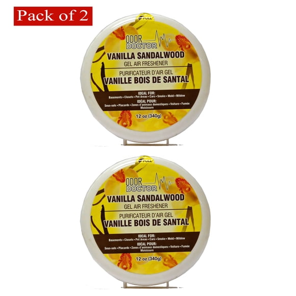 Odor Doctor Gel Air Freshener, Vanilla Sandalwood, Long‑Lasting Freshness, 340 g (Pack of 2) - Packaging May Vary