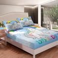 thumbnail image 4 of Unicorn Fitted Sheets Twin Light Blue And White Unicorn Bed Sheets Kawaii Rainbow Unicorn Printed Bedding Set White Horse Stars Sheets Room Decor with Deep Pocket 2Pcs, 4 of 5