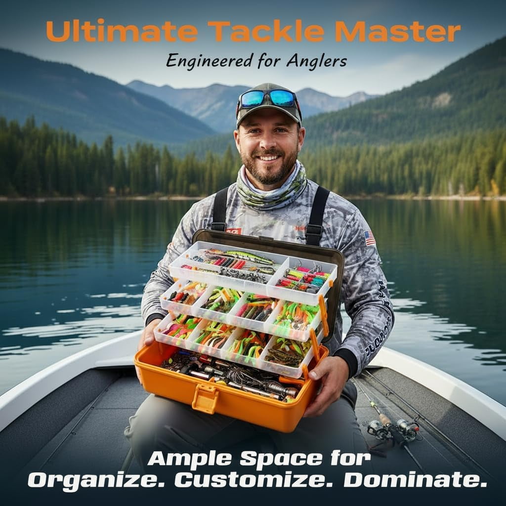 Large 4-Tray Tackle Box Organizer with 557Pcs Fishing Kit, Portable Fishing Accessories for Men Kids