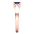 thumbnail image 3 of Three-Stone Engagement Ring for Women - 1.11ct Simulated Blue Sapphire in 14K Rose Gold Promise Ring, 3 of 6