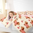 thumbnail image 3 of Homewish Kawaii Dachshund Animal Full Size Comforter Sets,Sweet Cherry Bedding Comforter Set,Beige,Pink Reversible,3pcs,1 Comforter and 2 Pillowcases, 3 of 7