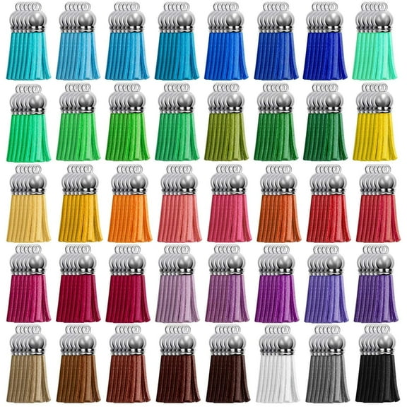 Leather Keychain Tassels for Crafts and Jewelry Making, 40 Colors, 200 Pieces