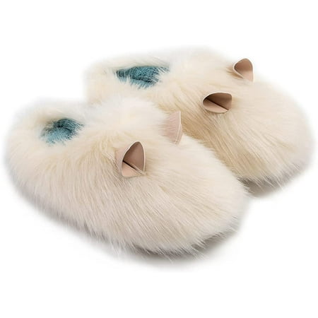 

CoCopeaunt Women s Fuzzy House Memory Foam Slippers Warm Furry Faux Fur Lined Bedroom Shoes Indoor Outdoor