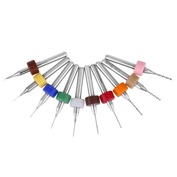 Moocorvic 0.1mm-1.0mm PCB CNC Print Circuit Board Carbide Micro Drill Bits Tool Set 10pcs