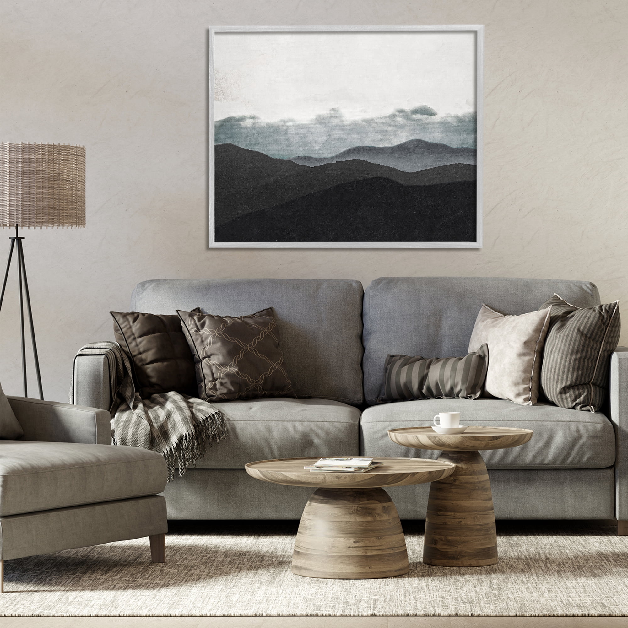 Stupell Industries Layered Foggy Hills Gray Framed Giclee Art, design by Elizabeth Medley