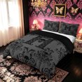 thumbnail image 3 of meiyoeat Gothic Skull Letter Duvet Cover Queen for Boys Girls, Boho Damask Flower Queen Bedding, Black Reversible, 3pcs, 1 Duvet Cover and 2 Pillowcases, 3 of 6