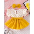 thumbnail image 5 of BemeyourBBs Newborn Baby Girls Summer Clothes Infant Baby Girl Bear Outfits Short Sleeve Bear Embroidery Dot False Two-Piece Romper Bodysuit Playsuit with Headband, 5 of 9