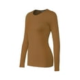 thumbnail image 2 of Bozzolo Women's RT1200 Basic Round Neck Long Sleeve T Shirt Top Brown L, 2 of 4