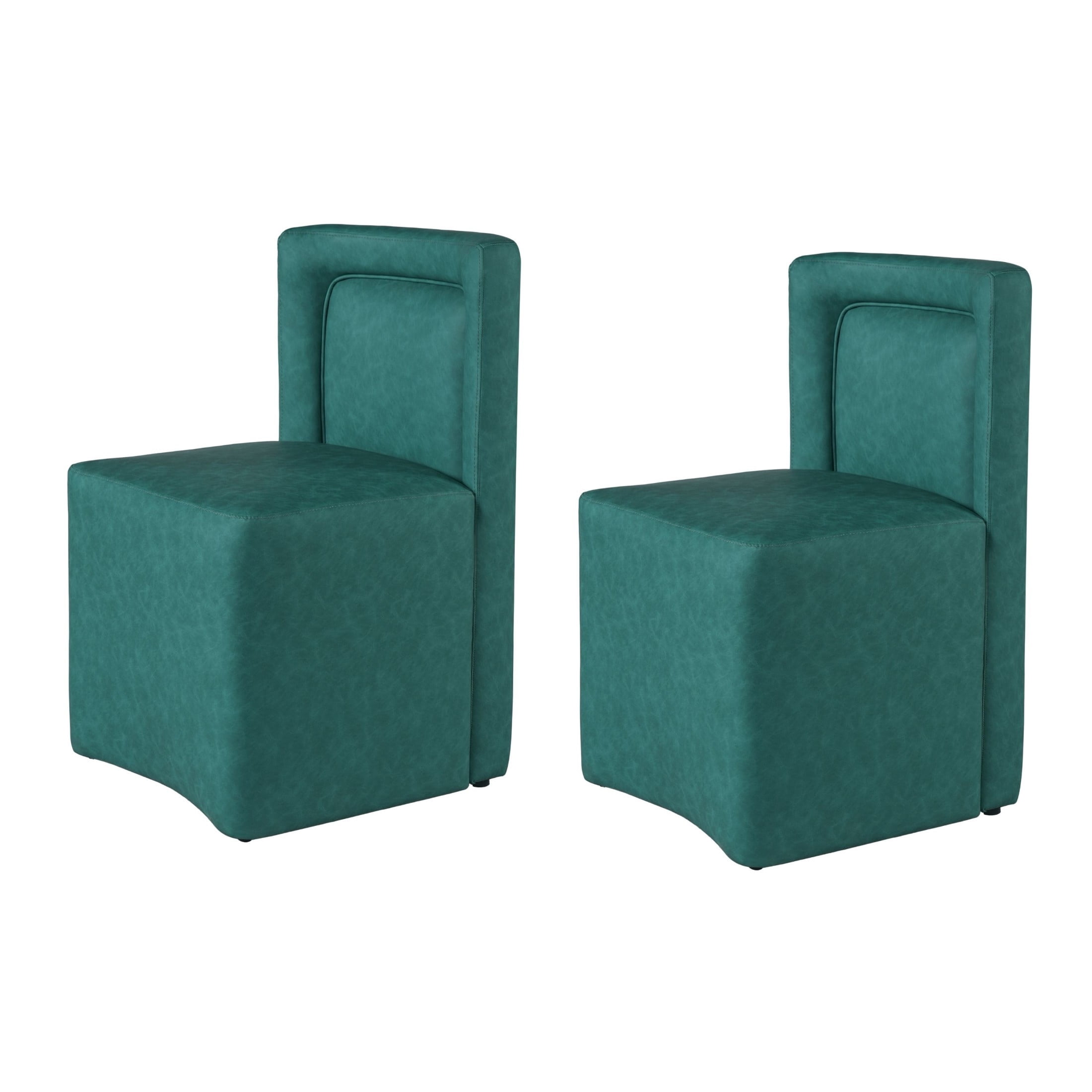Christopher Knight Home Modern PU Upholstered Armless Dining Chairs, Green, Set of 2