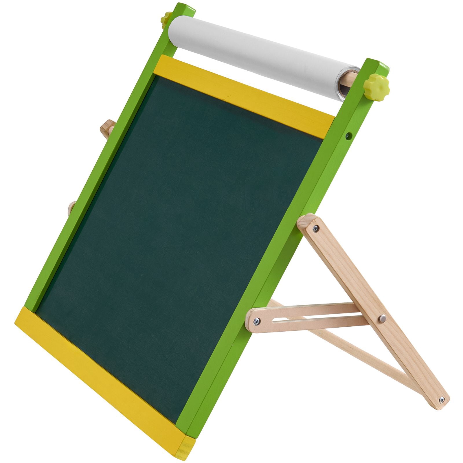 Tabletop Art Easel for Kids, 3 in 1 Wooden Double-Sided Kid's Art Easel with Magnetic Whiteboard, Chalkboard, Paper Roll, Foldable Portable Drawing Board with Painting Accessories for Boys Girls