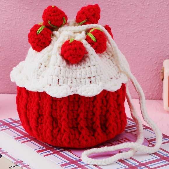 Nestingho Crocheted Purse Knitted Style Red 1Pcs Comfortable Carrying Various Occasions