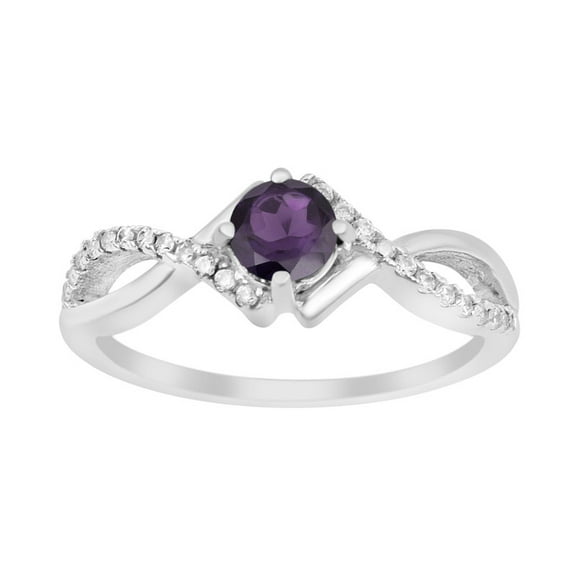 0.50 Ctw Round Shape Amethyst 925 Sterling Silver Solitaire Infinity Women Engagement Ring