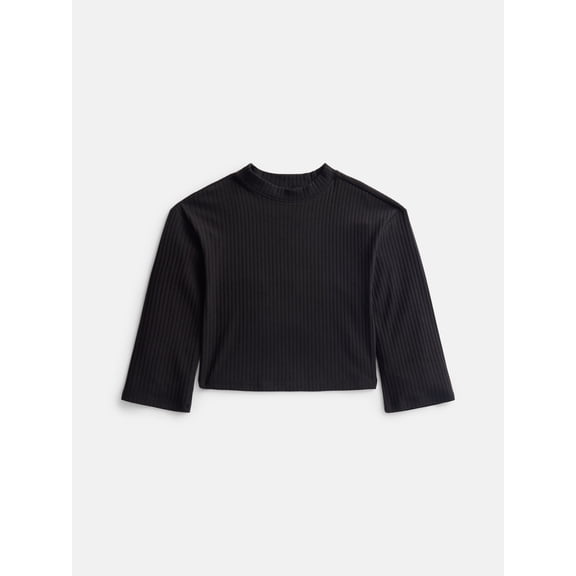 Wonder Nation Girls Rib Knit Top with Long Sleeves, Sizes 4-18 & Plus
