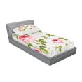 thumbnail image 2 of Ambesonne Floral Fitted Sheet & Pillow Sham Set, Vintage Rose Petals Leaf, Twinxl, Pale Pink Khaki, 2 of 2