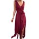 thumbnail image 5 of Txlixc Vestido de mujer de color sólido sin mangas, cuello en V profundo, cruzado, vestido de piernas altas Txlixc  moda, 5 of 7