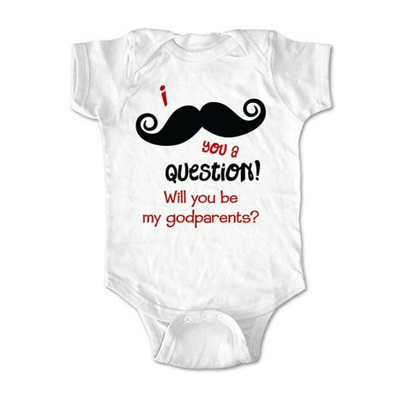 I Mustache you a question!  Will you be my Godparents? - wallsparks cute & funny Brand - baby one piece bodysuit - Great baby shower gift!
