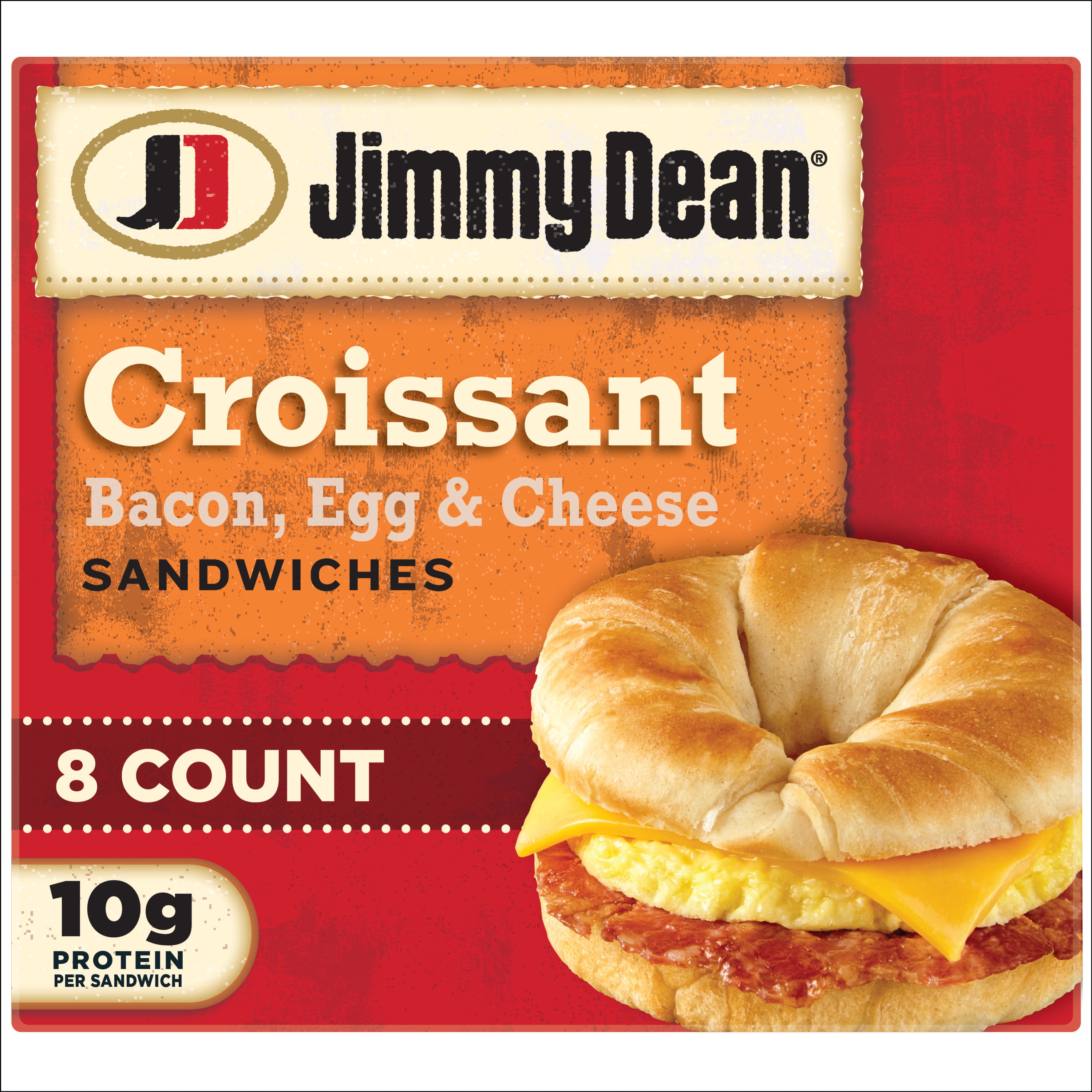 Jimmy Dean Bacon Egg & Cheese Croissant Sandwich, 28.8 oz, 8 Count (Frozen)