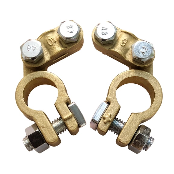 Ampper Brass Battery Terminal Connectors, Top Post Battery Terminals Connector Set for Marine Car Boat RV Vehicles (1 Pair)