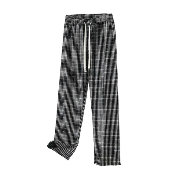 Plaid Pants Women Flannel Pajama Bottom Fall Winter Warm Soft Fleece Drawstring Elastic Waist Straight Leg Pocket Long Pants Loungewear