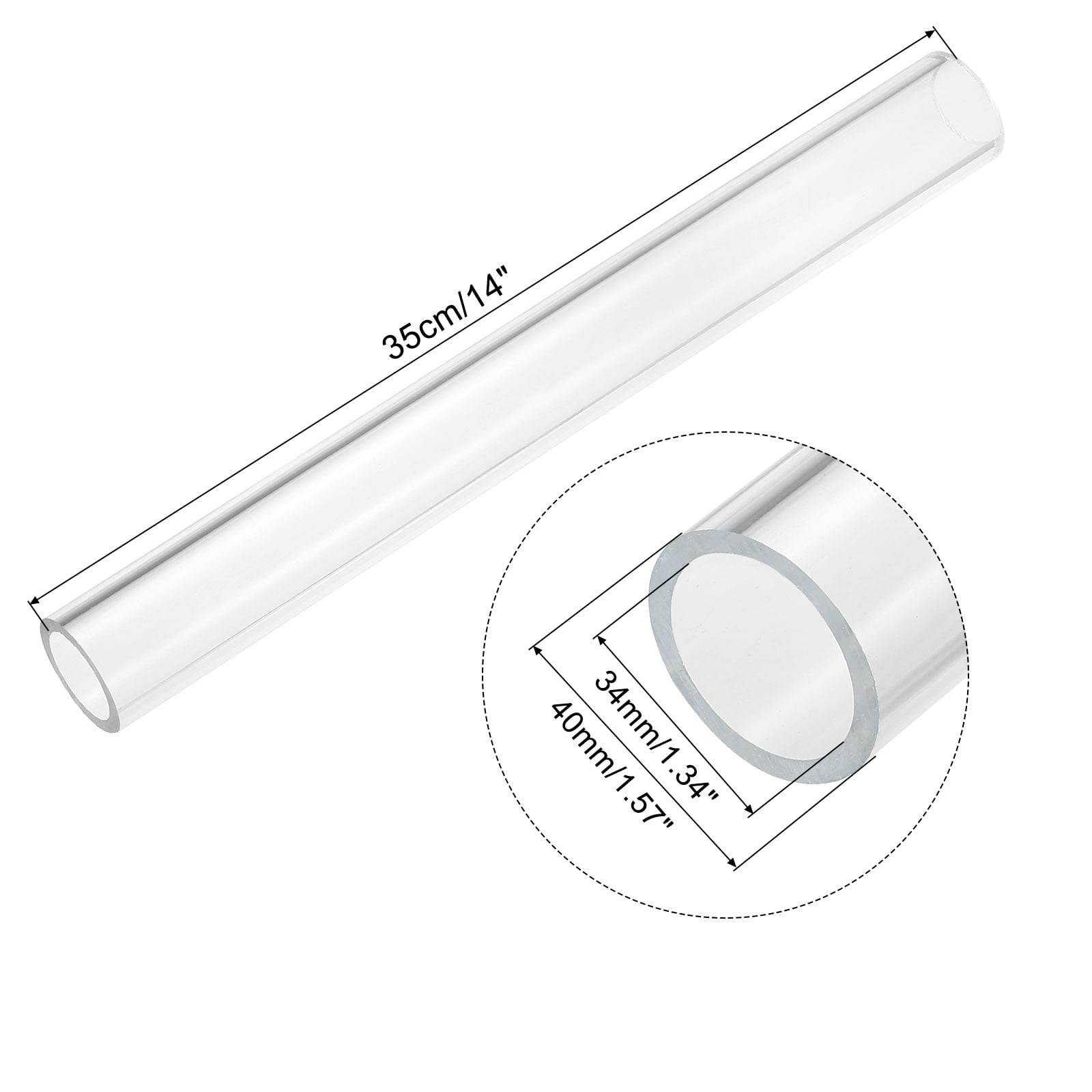 Unique Bargains Acrylic Pipe Rigid Round Tube for Lamp and Lanterns 1.34" ID 1.57" OD
