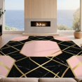 thumbnail image 2 of Design&I 4'x6' Washable Area Rug Pink Black Marble Veined Stone Inspired Polished Surface Art for Reading Nook, Bedroom, Pet Friendly & Non-Slip Built-In Grip, 2 of 7