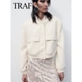 thumbnail image 4 of TRAF-chaqueta Bomber Vintage de manga larga para mujer, abrigos informales, ropa de calle, elegante, con solapa y cremallera, Primavera, 2023, 4 of 4