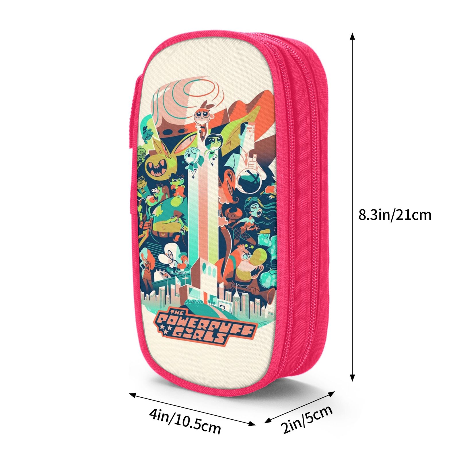 The Powerpuff Gi-rls Pencil Case Large Capacity Pencil Pouch Penbag Office Stationery Organizer Travel Makeup Bag Pink