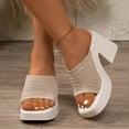 thumbnail image 5 of Xfvqtps Womens Slide Sandals Open Square Toe Knit Chunky Block Heel Casual Comfort House Shoes Summer Spring Outdoor Indoor Slides, 5 of 9