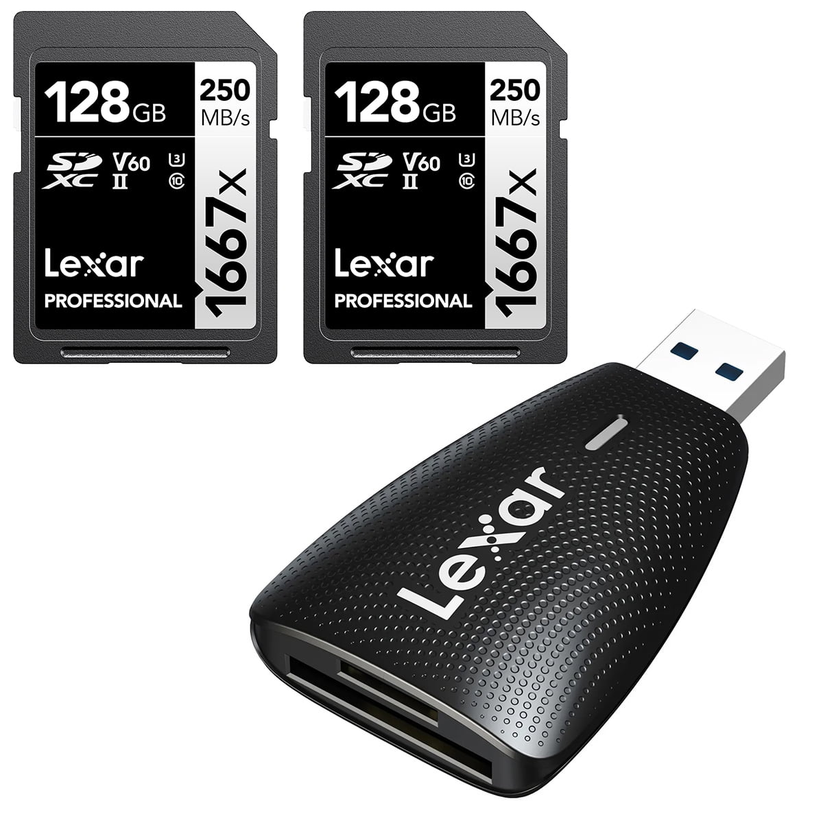 Lexar SILVER Series Professional 1667x 128GB UHS-II SDXC Memory Card, 2-Pack
