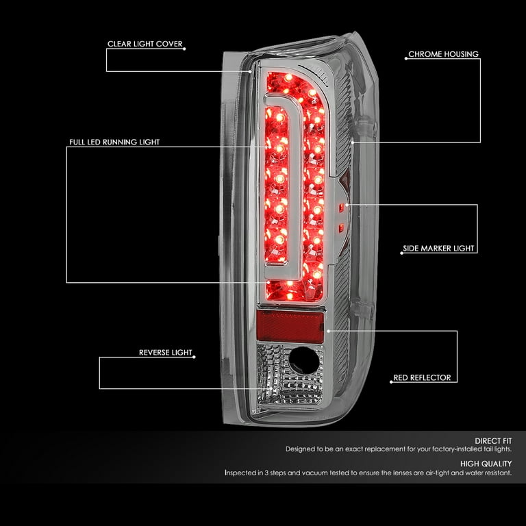 DNA Motoring TL-F15094-LED-CH-CL For 1990 to 1997 Ford F150 / F250