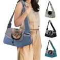 thumbnail image 3 of Dog Cat One shoulder Crossbody Pet Bag Breathable Mesh Travel Portable Cat Bag Light grey, 3 of 5