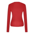 thumbnail image 4 of Pincandy Women's Fashion Casual Round Neck Solid Color Long Sleeve T Shirt Pullover Long Sleeve Shirts for Women Soft Crew Neck Fall Basic Tight Tops Fitted Casual Going Out,Red,L, 4 of 5