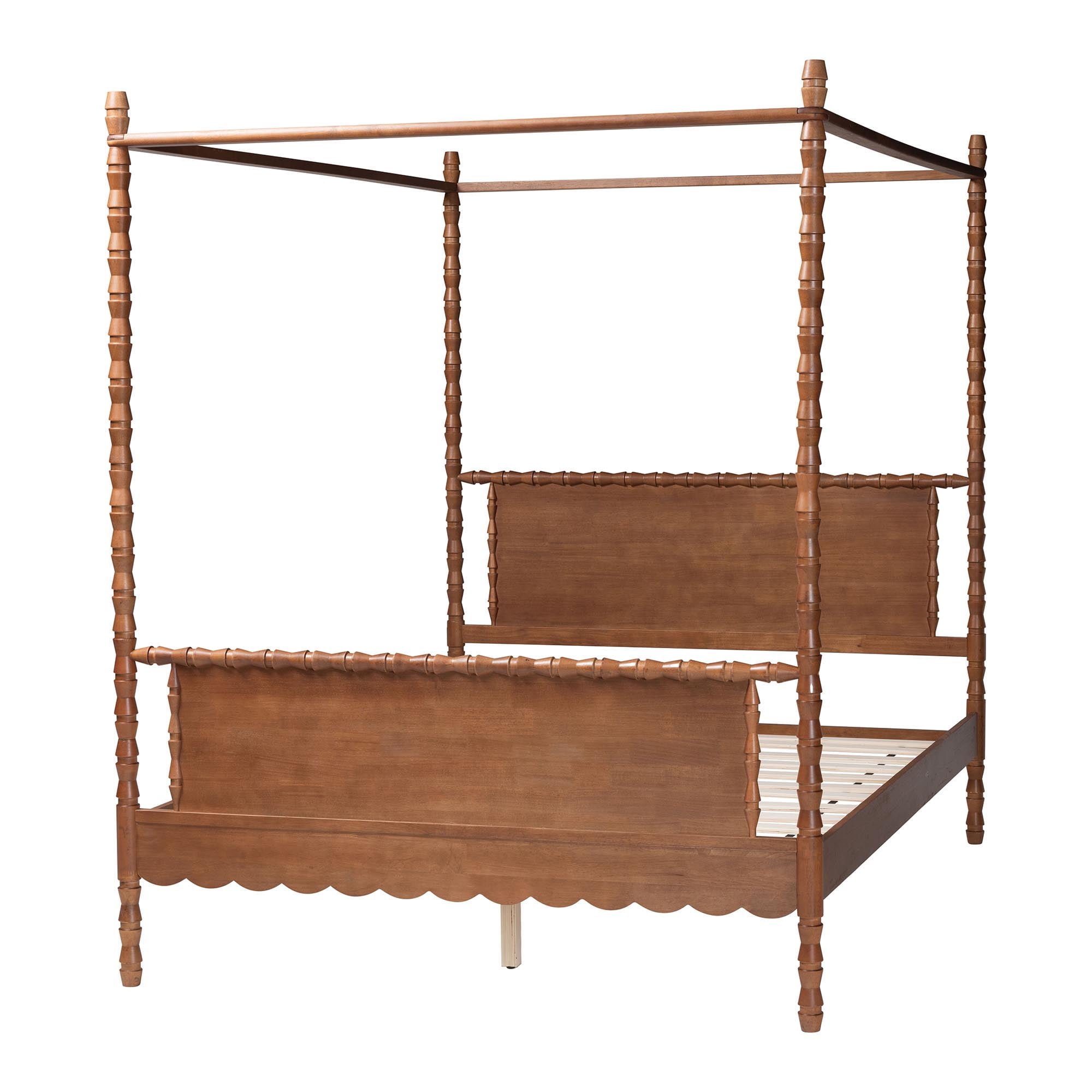 Baxton Studio Danette Modern Canopy Bed, Queen, Walnut Brown