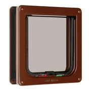 Cat Mate 4 Way Locking Cat Flap with Door Liner, Transparent Flap, and Magnetic Catch - Brown