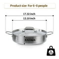 thumbnail image 4 of DELARLO Tri-Ply Stainless Steel 8 Quart Saute Pan with Lid Induction Rondeau Pot With Lid 13inch Deep Frying Pan Large Heavy Duty Style Compatible With All Cooktops Up to 500℉, 4 of 6