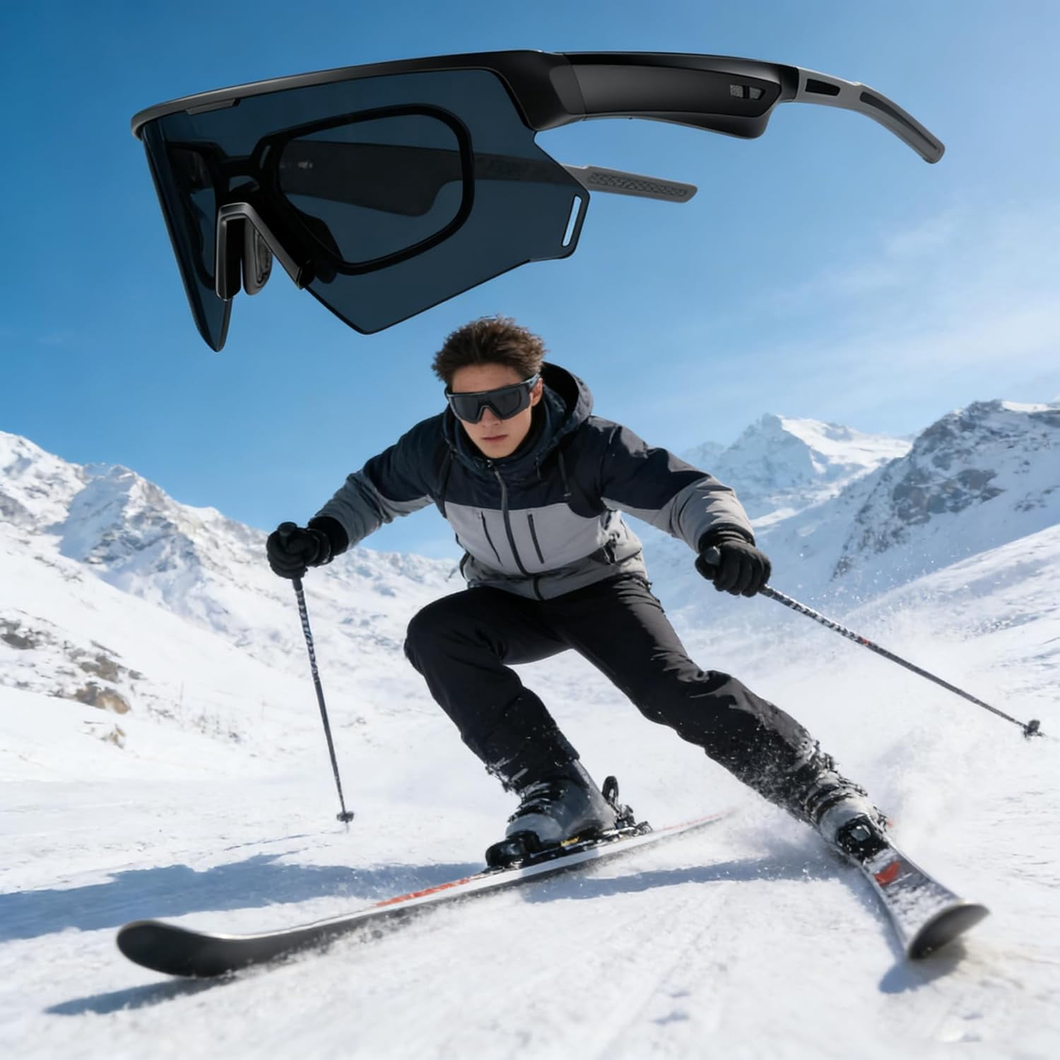 Blackview AI Smart Audio Sunglasses with Bluetooth: Polarized Sports Glasses for Men & Women, Built-in Speaker & Mic, Voice Control, UV400 Protection for Cycling Running Driving