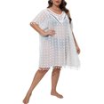 thumbnail image 5 of SAYFUT Womens Swimsuit Cover Up Crochet Coverups Hollow Out Bell Long Sleeve Drawstring Bathing Suits Swim Coverup, 5 of 5