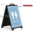 thumbnail image 2 of M&T Displays Black Street SignPro Board, Weatherproof A-Frame Sidewalk Curb Sign with 2 24x36 inch Matt Laminated Anti-Glare RESTROOMS Sticker Signs, Folding Portable Double Sided, 2 of 11