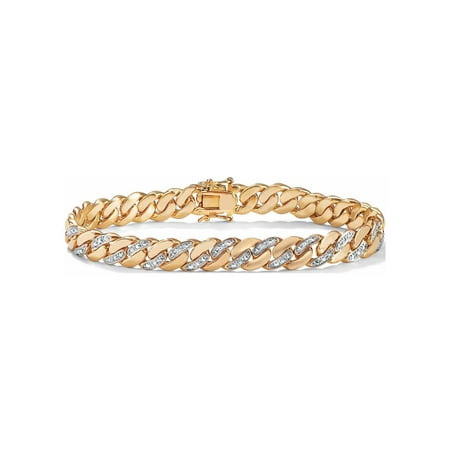 PalmBeach Jewelry Men's Diamond Accent Curb-Link Bracelet Yellow Gold-Plated 9.5" (9mm)