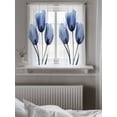 thumbnail image 5 of Blue Tulip Flower Tier Curtains 45 Inch Length,Sheer Curtains for Bedroom Living Room Window Vintage Spring Plant Floral Botanical Small Half Window Kitchen Curtains & Drapes 27.5"x45" 2 Panels, 5 of 6