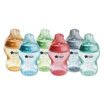 Tommee Tippee Natural Start Anti-Colic Colorful Baby Bottles, 9oz, 0 month , Slow-Flow Breast-Like Nipple for a Natural Latch, Anti-Colic Valve, Fiesta, Pack of 6