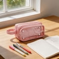 thumbnail image 6 of Minimalist Transparent Large Capacity Pencil Pouch, Slim Portable Waterproof Fabric Stationery Organizer Bag for Students Office Travel, 21.5x12.5x9cm, 1 Pack, 6 of 7