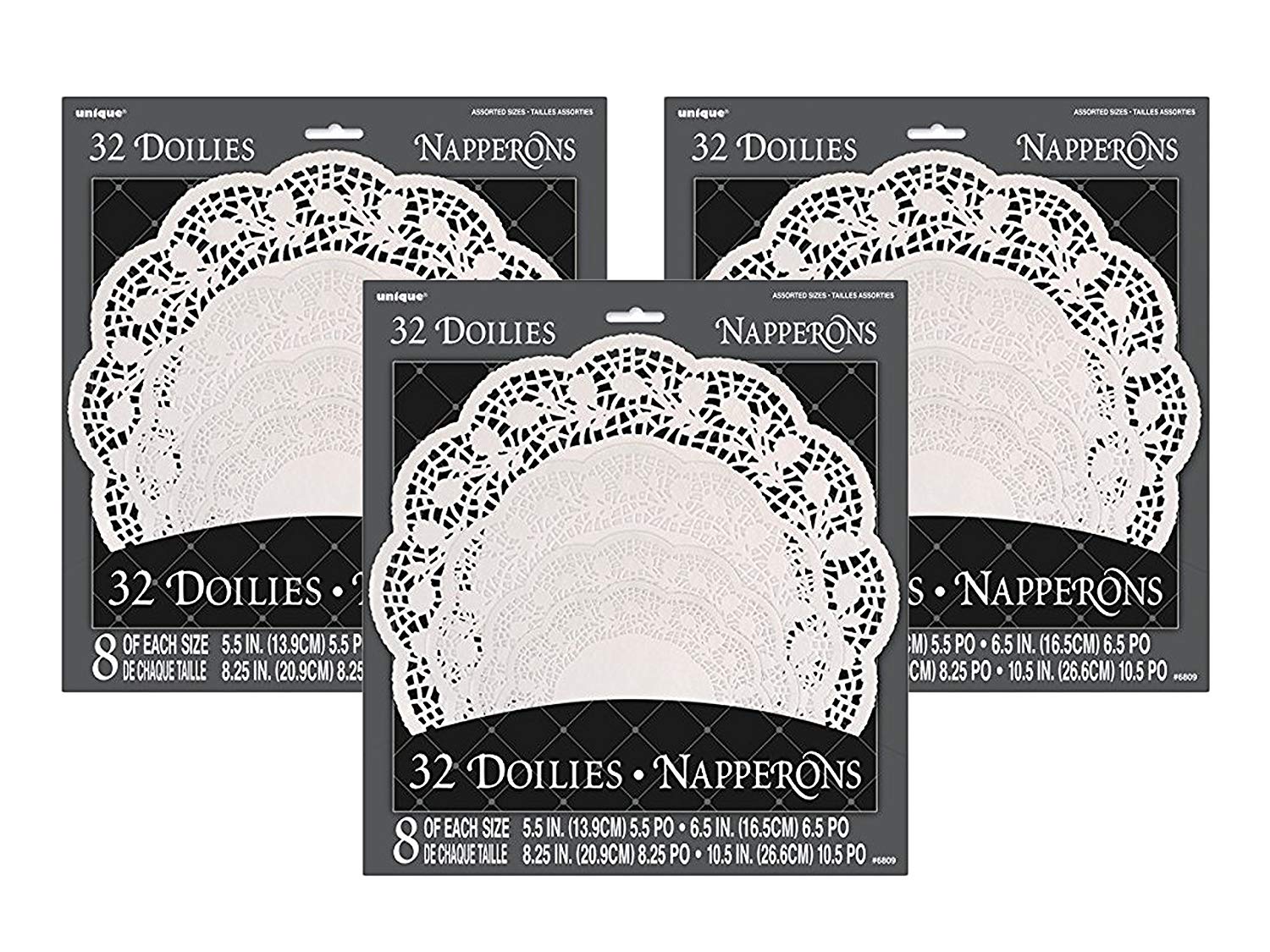 Assorted White Paper Doilies, 32ct 3 pack