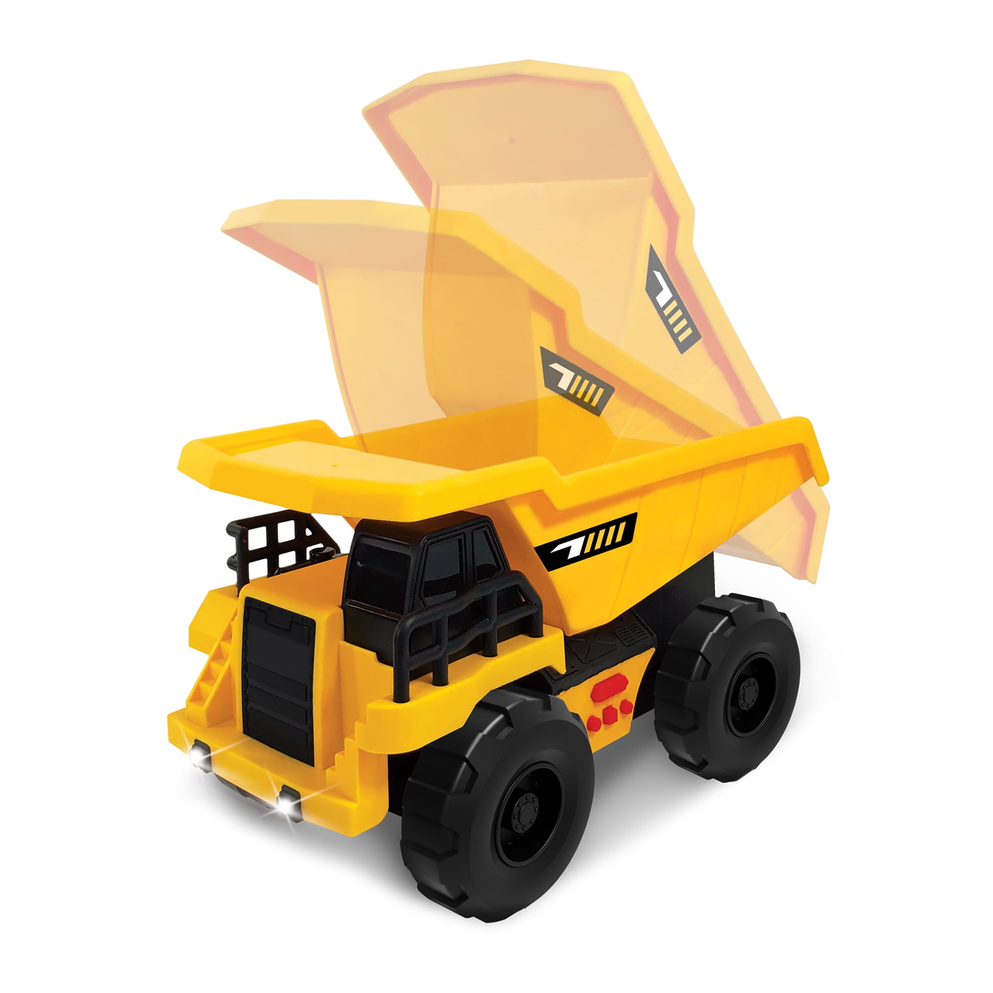 Mighty Tuff Crew Lights & Sounds 3-Pack Vehicles Set, Friction Powered Dump Truck, Excavator and Earth Mover Vehicle Set, Children Ages 3 Years and Up