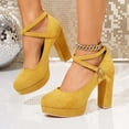 thumbnail image 5 of Win s Way Women's Suede Crossover Strap 8cm Heel High Heels Oktoberfest Casual Market Shoes, 5 of 9