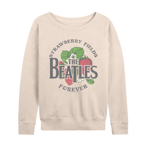 The Beatles - Strawberry Fields Women's Lightweight French Terry Wide Neck Long Sleeve Graphic Shirt