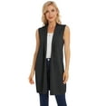 thumbnail image 3 of Cizayoi Women's Long Open Front Knit Sleeveless Cardigan Vest, 3 of 7