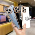 thumbnail image 6 of Designed for iPhone 13 Pro Max Case with Ring Holder Luxury Plating Butterfly Hidden Stand Cover Soft TPU Full Camera Protective Phone Case for Women Girls-White, 6 of 12