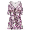 thumbnail image 1 of Plus size 6x Women Tunic Purple Dewdrop Elegant Draw-Tie V-Neck Loose Babydoll Shirt Blouse, 1 of 4